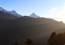 Scházíme z Poon Hill, Machapuchare, (angl. Fishteil 6993 m n.m.)